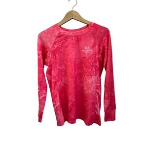 Realtree Fishing Pink Camo Long Sleeve Shirt Small Outdoors Performance Top‎